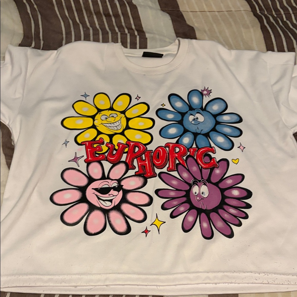 Euphoric Graphic Tee - White with Multicolor Flowers